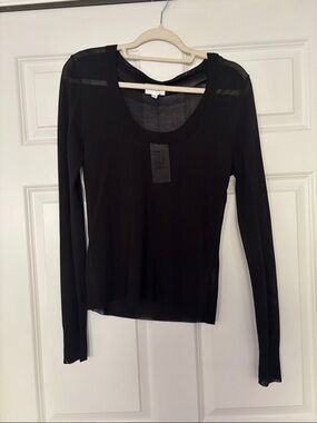 Who What Wear Black Scoop Neck Long-Sleeve Top